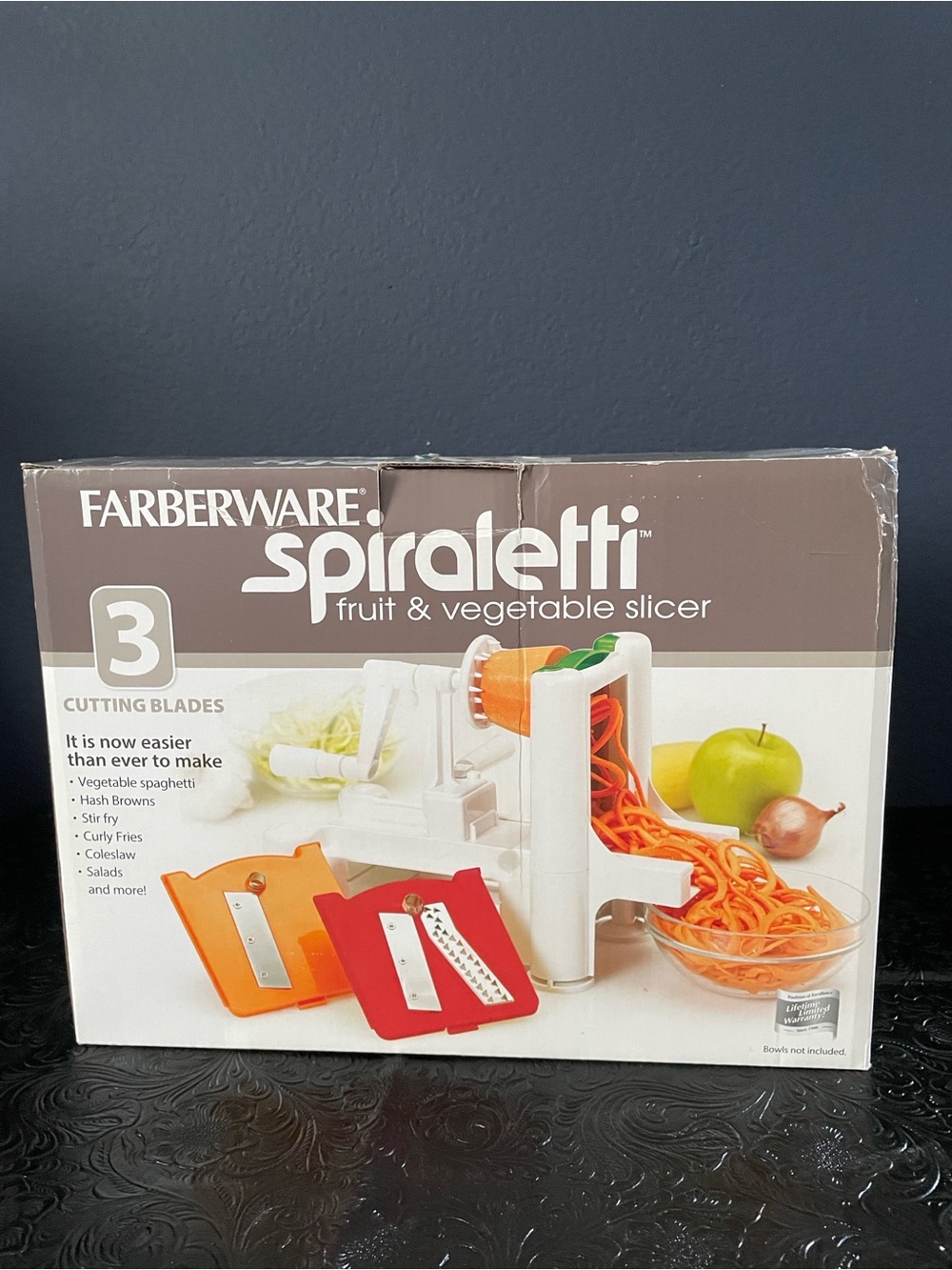 Farberware White & Orange Spiraletti Fruit and Vegetable Slicer with 3 Blades